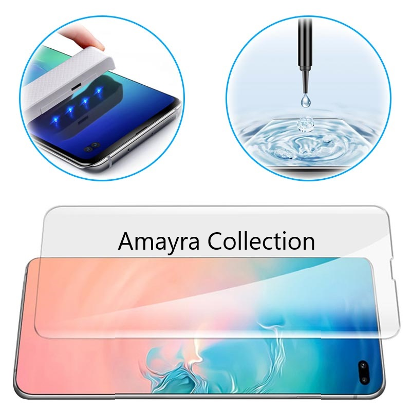 Picture of Samsung Galaxy S10 4G (A+ GRADE) Premium UV Tempered Glass Screen Protector Curved with Liquid Glue and UV Light -Transparent Clear