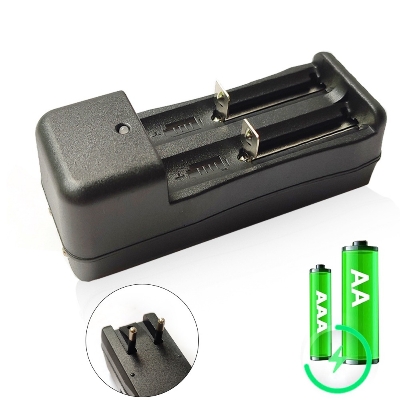 Picture of Universal double Charger For 3.7V 14500 Li-ion Rechargeable Battery Black