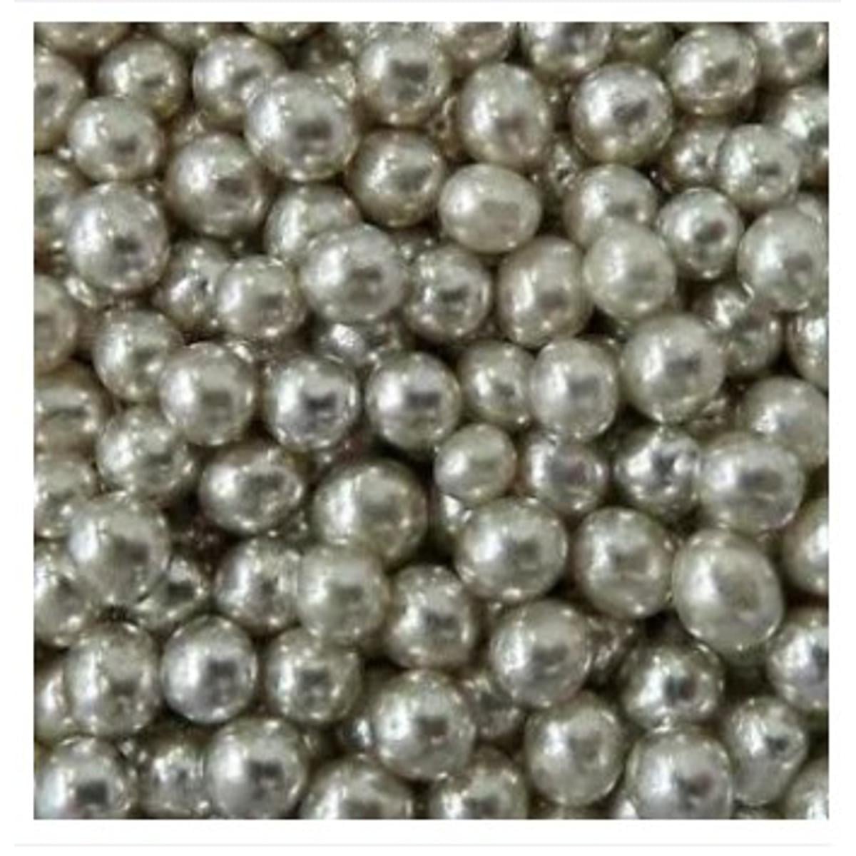 Picture of Silver color cake decoration sugar pearl 25 gm -Silver
