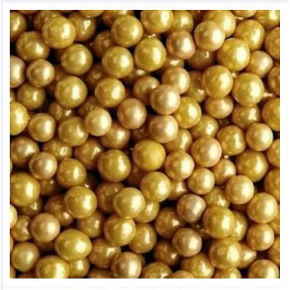 Picture of Golden Color cake decoration sugar pearl 25 gm -golden