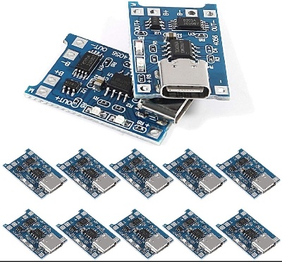 Picture of 10pcs TP4056 Type-C Input Interface USB 5V 1A 18650 Lithium Battery Charger Module Charging Board with Dual Protection Function Blue