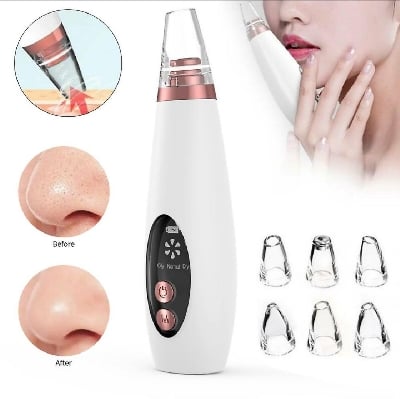 Picture of Black heads removal Rechargeable Electric Vacuum machine - black head remover Multi Functional Remove Blackhead Device White