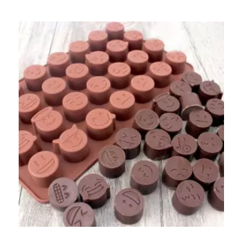 Picture of Different Emoji Shape Silicone Chocolate Bar Mould - 28 holes -Chocolate