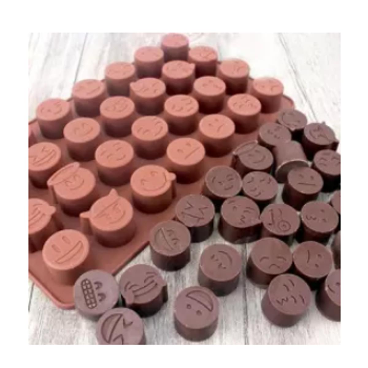 Picture of Different Emoji Shape Silicone Chocolate Bar Mould - 28 holes -Chocolate