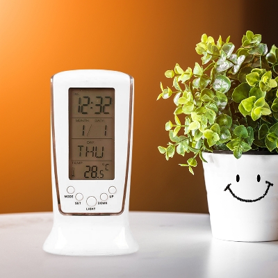 Picture of Multifunction Calendar Temperature Digital Alarm Clock With Blue Back Light Electronic Calendar Thermometer Led Clock With Time White