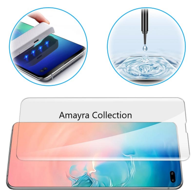 Picture of Samsung Galaxy S10 5G (A+ GRADE) Premium UV Tempered Glass Screen Protector Curved with Liquid Glue and UV Light -Transparent Clear