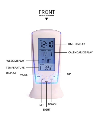 Picture of Multifunction Calendar Temperature Digital Alarm Clock With Blue Back Light Electronic Calendar Thermometer Led Clock With Time White