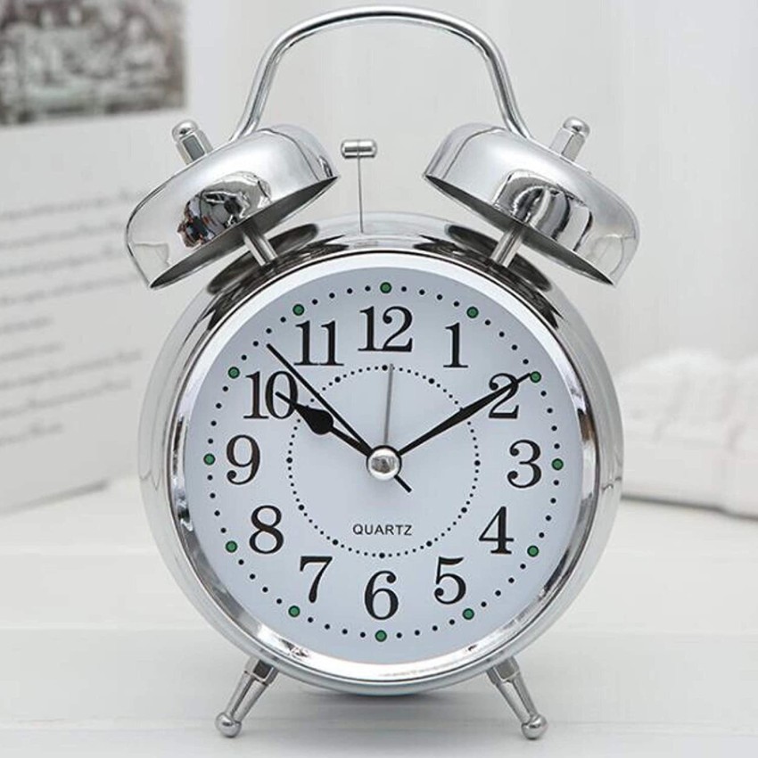Picture of Small Black Alarm Clock/Twin Bell Table Clock - Loud Alarm Clock - Stylish Timekeeping for Home Office & Students 