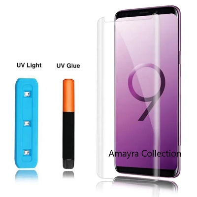 Picture of Samsung Galaxy S9+ / Samsung Galaxy S9 Plus (A+ GRADE) Premium UV Tempered Glass Screen Protector Curved with Liquid Glue and UV Light -Transparent Clear
