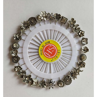 Picture of 15 Pieces Indian Classic (Hijab Pins) Brooches For Women & Girls, Hijab pin For women.- Silver -Silver