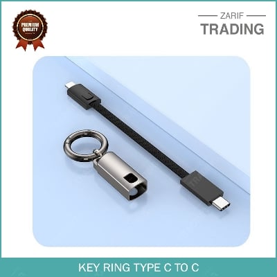 Picture of Key Ring Type C to C  Fast Charging Cable PD65W 10CM Portable Short USB C Cable (Black)