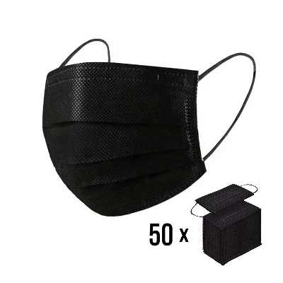 Picture of Black 50 Pcs Non-oven Surgical Face Mask Pack 