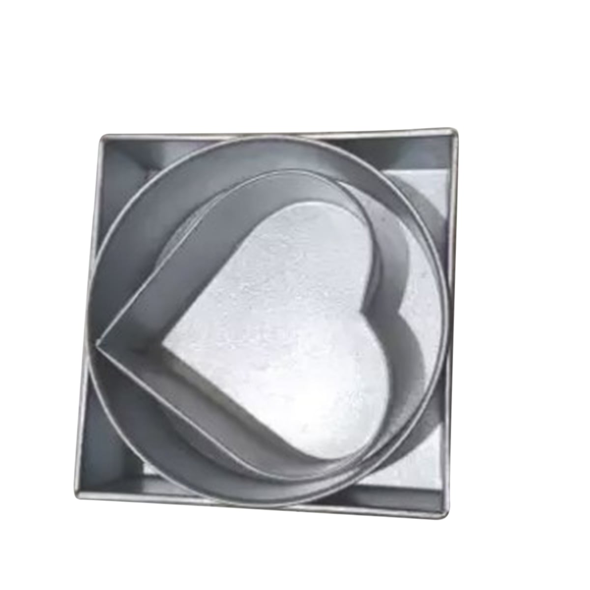 Picture of Aluminium Square/ Heart/ Round Shape Cake Mold/ Pudding Mold Full Set -Silver
