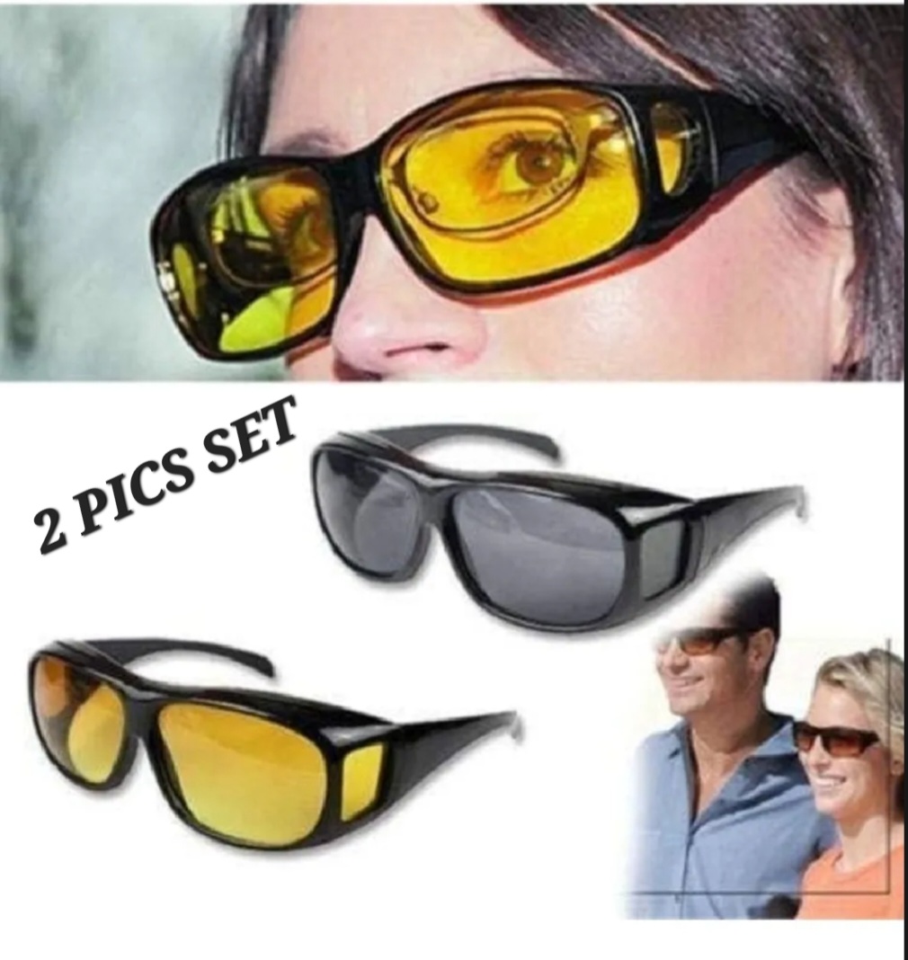 Picture of HD Night Vision Sunglasses 2peices For Driving Black