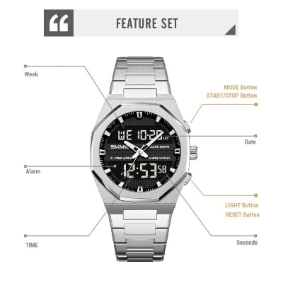 Picture of SKMEI 2624 Fashion Men's Electronic Watch Dual Display Calendar Alarm Clock Luminous Countdown Sport Digital Watches for Man 