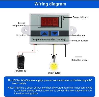Picture of XH-W3001 AC 220V 1500W Digital Display LED Temperature Controller Thermostat Control Switch incubator and humidityfier White