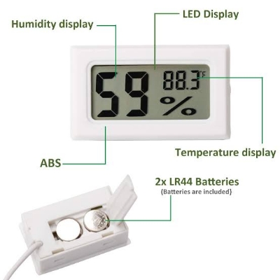 Picture of Digital LCD Mini Thermometer Hygrometer Fridge Freezer Temperature Humidity Meter - Portable Temperature Humidity Meter White