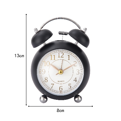 Picture of Round Cute Ovel Glass Creative Metal Quartz Electronic Alarm Clock Snooze Function Modern Desktop Clock 