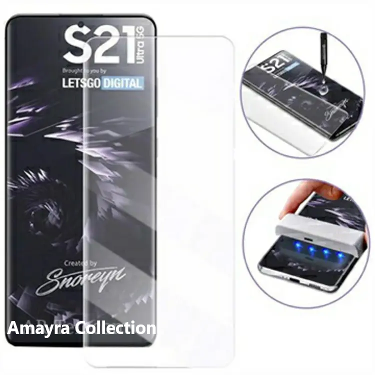 Picture of Samsung Galaxy S21+ 5G / Samsung Galaxy S21 Plus 5G (A+ GRADE) Premium UV Tempered Glass Screen Protector Curved with Liquid Glue and UV Light -Transparent Clear