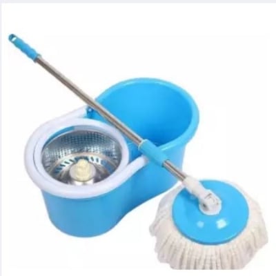 Picture of Stainless Steel Magic Spin Mop 360 Rotate (2 Mop Head) -Blue