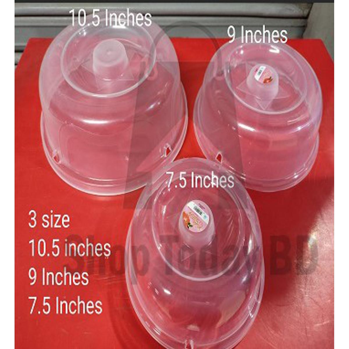 Picture of 3 Pieces MICROWAVE 3 Size FOOD COVER Set  / Plate Cover Splatter Guard Non Stick Plastic Clear Dish Lid