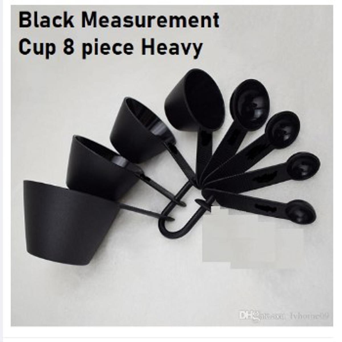 Picture of Professional Measurement Cup and Spoon Set Kitchen Baking Tools 8 piece set - Black -Black