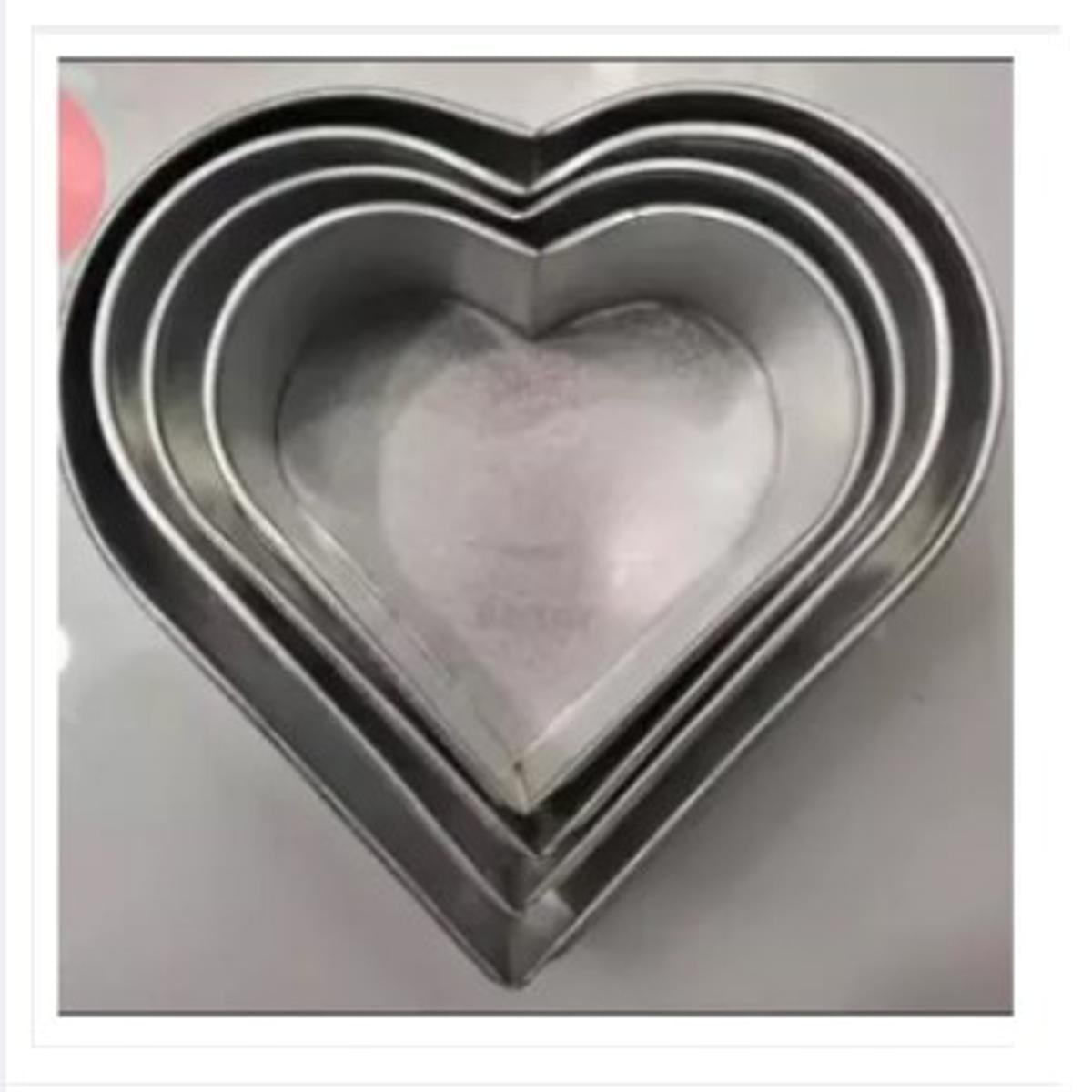 Picture of Cake mold 4pis set/Aluminium heart shape cake mold -Silver