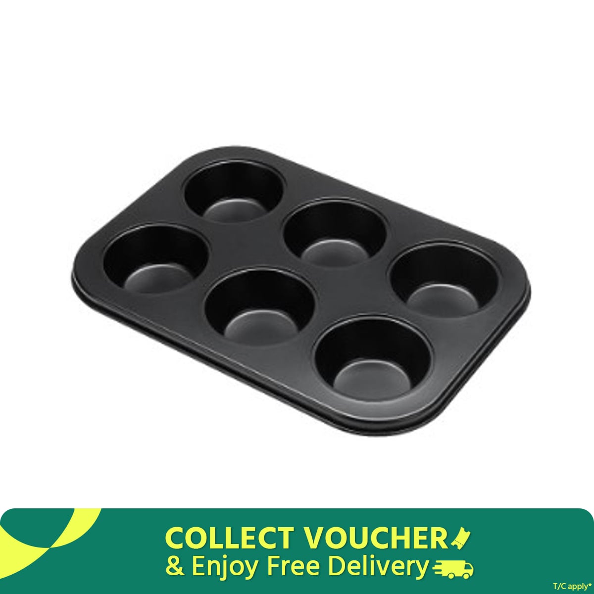 Picture of 6 Holes Stainles Steel Non-stick Muffin Cake Baking Oven Pan Cookie Tray Cup Cake Mold high quality -Black
