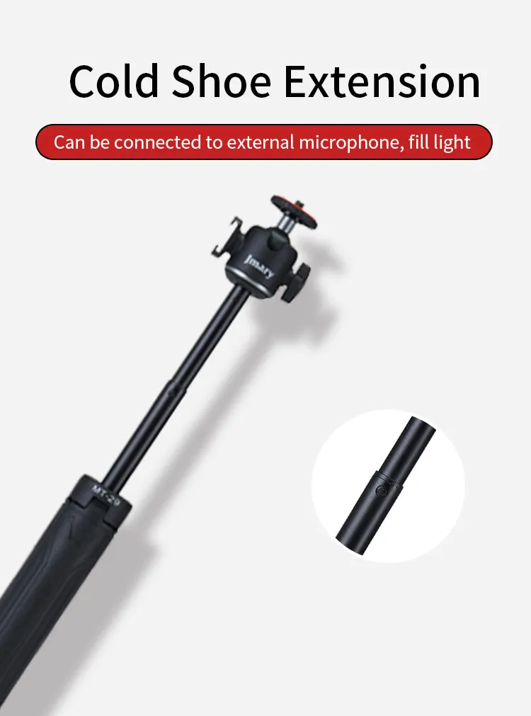 Picture of Jmary MT-29 Mini Tripod Stand with Universal Mobile Phone Holder and High Quality Aluminum Alloy Ball Head Black (Black)