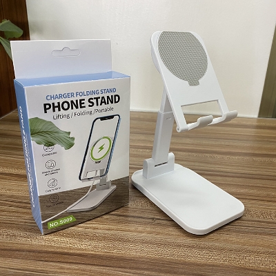 Picture of Adjustable & Foldable Phone Stand Portable Desktop Holder for Smartphones & Tablets Sturdy Non Slip Travel Friendly (White)