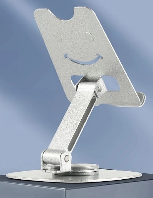 Picture of Adjustable Aluminum Phone & Tablet Stand Foldable Desktop 360 Holder with Smile Design (Silver)