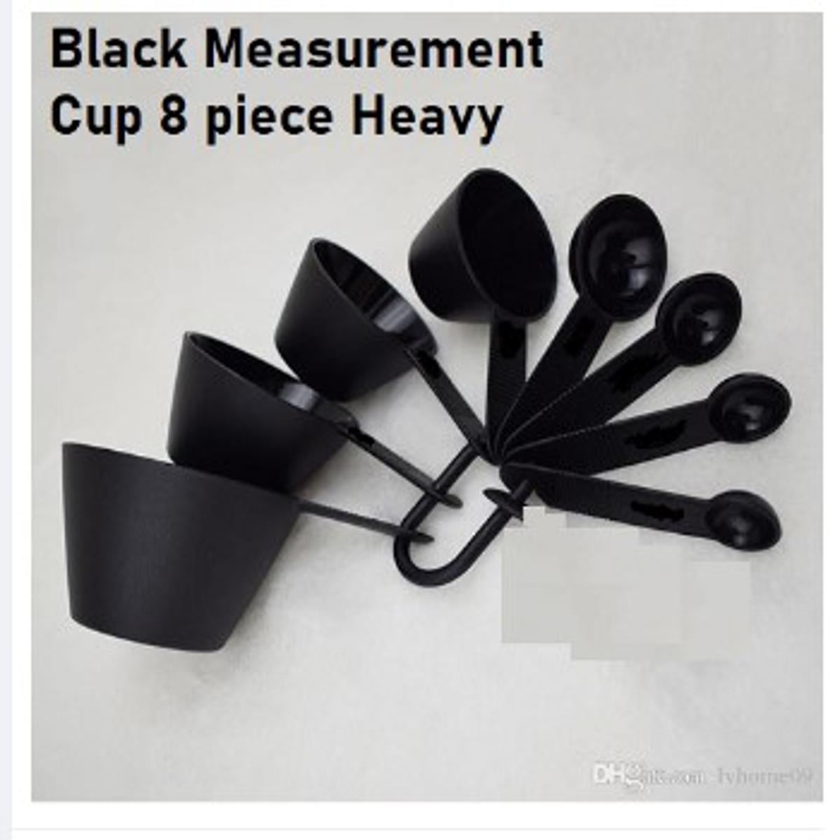 Picture of Professional Measurement Cup and Spoon Set Kitchen Baking Tools 8 piece set - Black -Black