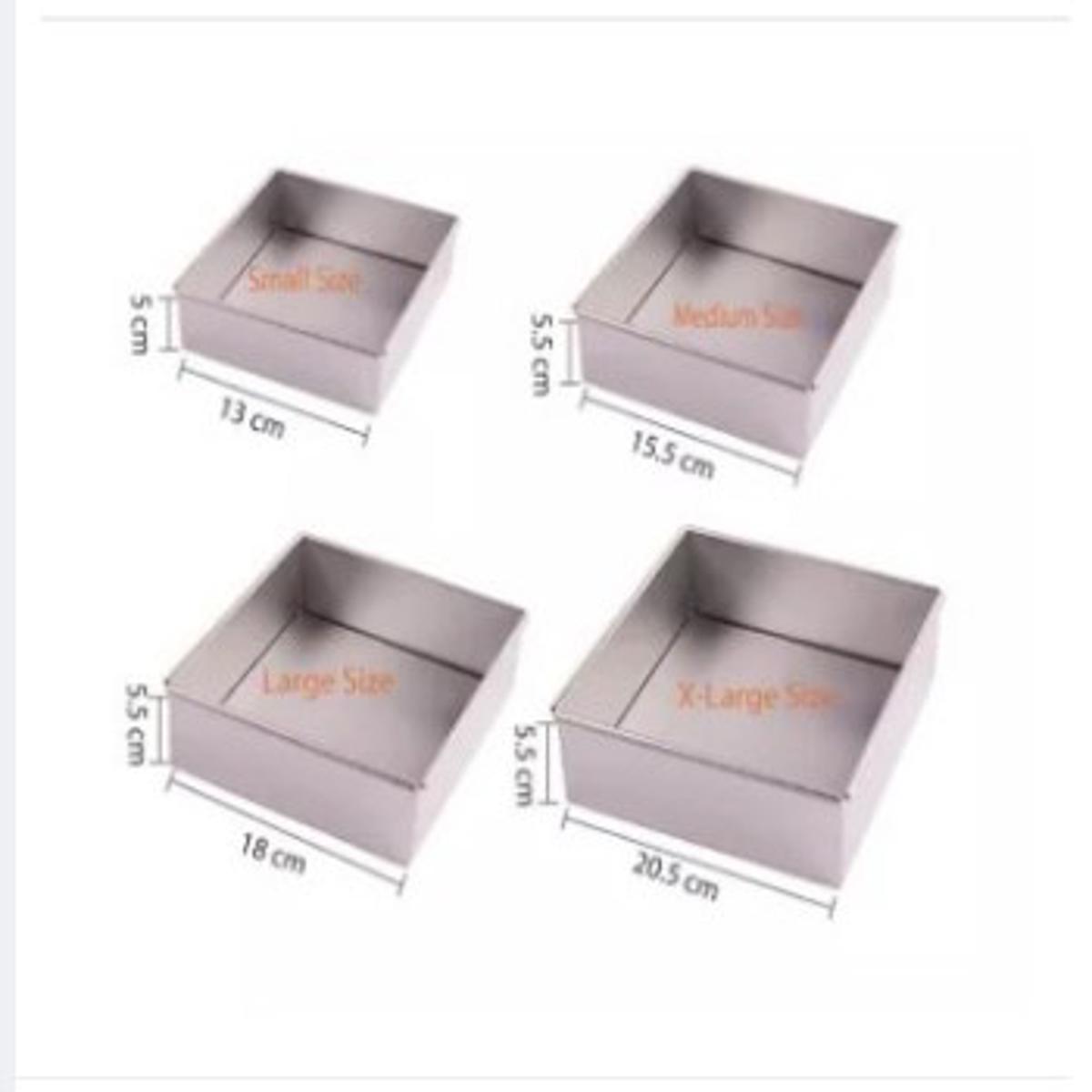 Picture of 4Pcs Square Shape Cake Mold,  Make Cake, Pudding And More, Oven Proof Cake Pan Set. -Silver