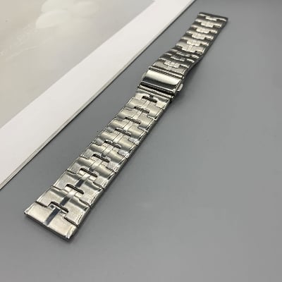 Picture of 22mm Stainless Steel Watch Band H-Link Metal Bracelet Strap with Butterfly Buckle for Smartwatches & Luxury Watches (Silver,Not Specified)