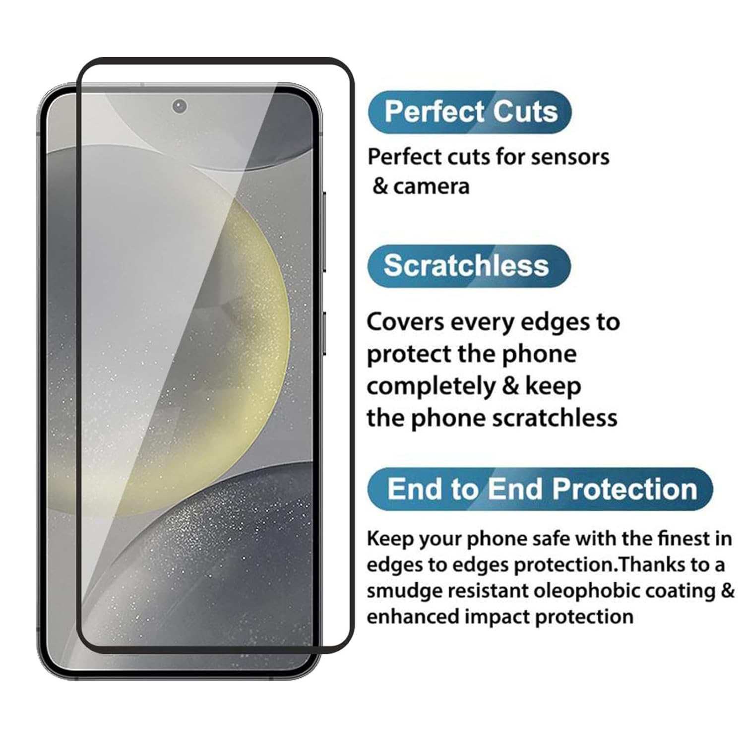 Picture of Samsung Galaxy S24 5G (5D 9D 11D 13D 21D) Screen Protector Tempered Glass Film 9H Hardness Full Coverage No Bubbles and Fingerprint Scratch-Resistant