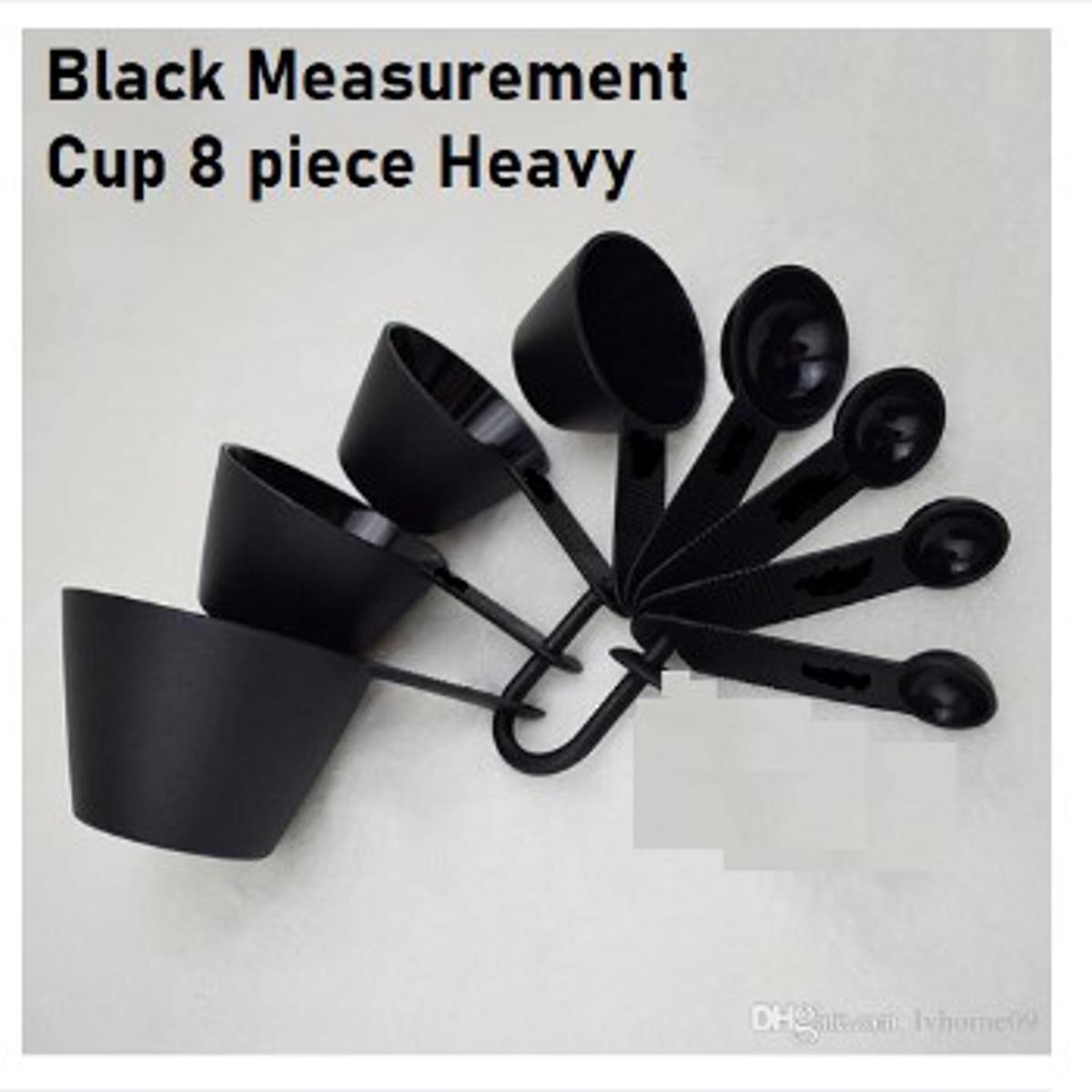 Picture of Professional Measurement Cup and Spoon Set Kitchen Baking Tools 8 piece set - Black -Black