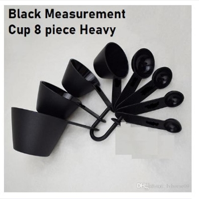 Picture of Professional Measurement Cup and Spoon Set Kitchen Baking Tools 8 piece set - Black -Black