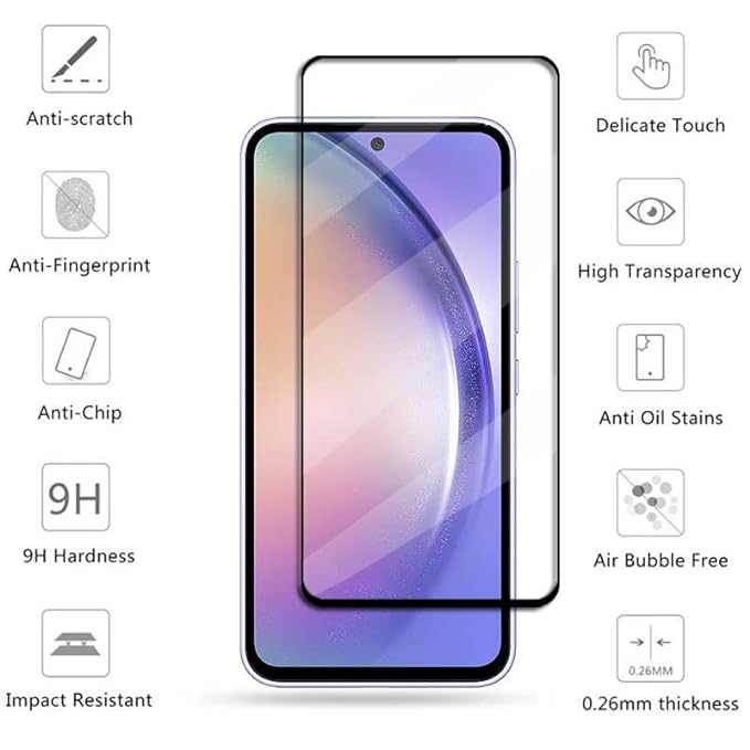 Picture of Samsung Galaxy S24 FE 5G (5D 9D 11D 13D 21D) Screen Protector Tempered Glass Film 9H Hardness Full Coverage No Bubbles and Fingerprint Scratch-Resistant