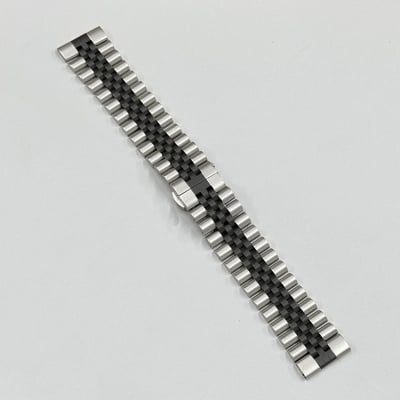Picture of 20mm Stainless Steel Five Bead Watch Strap Premium Metal Bracelet for Smartwatches With Butterfly Buckle Jubilee Style (Silver Black,Not Specified)