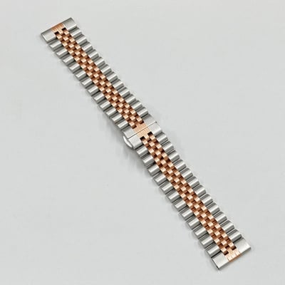 Picture of 20mm Stainless Steel Five Bead Watch Strap Premium Metal Bracelet for Smartwatches With Butterfly Buckle Jubilee Style (Silver Rose Gold,Not Specified)