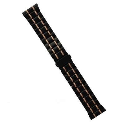 Picture of 22mm Premium Stainless Steel Watch Strap Five Bead Solid Metal Bracelet with Double Snap Clasp Compatible with Smartwatches & Traditional Watches (Kuroma & Rose Pink,Not Specified)