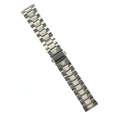 Picture of 22mm Premium Stainless Steel Watch Strap Five Bead Solid Metal Bracelet with Double Snap Clasp Compatible with Smartwatches & Traditional Watches (Silver,Not Specified)
