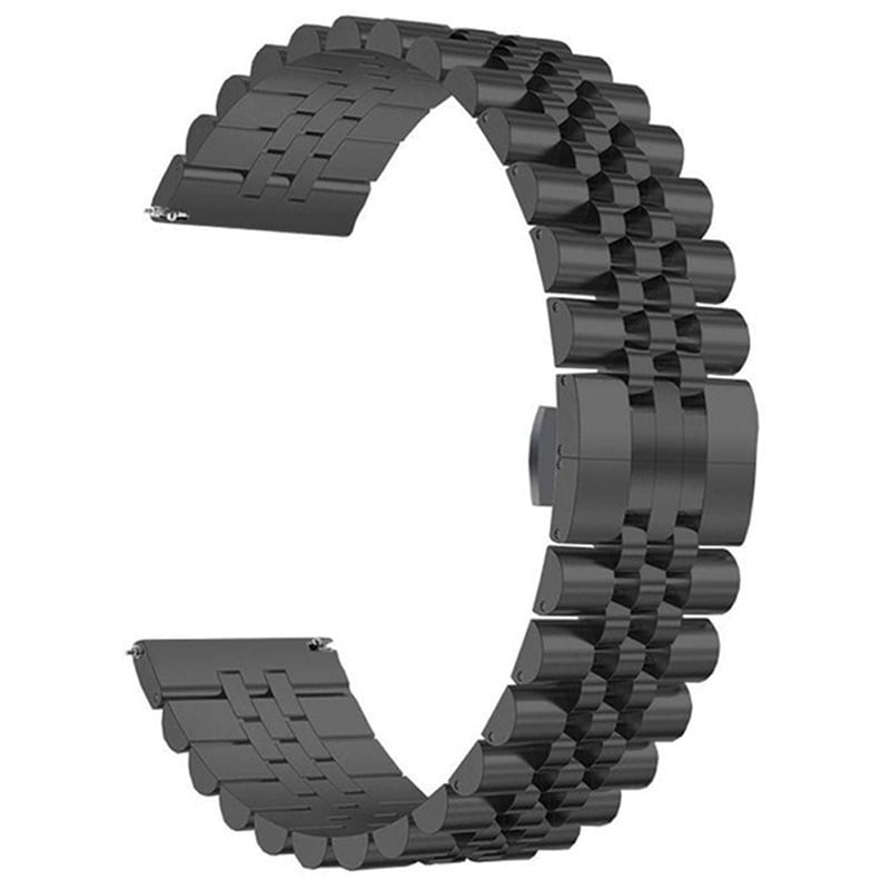 Picture of 22mm Stainless Steel Five Bead Watch Strap Premium Metal Bracelet for Smartwatches With Butterfly Buckle Jubilee Style (Black,Not Specified)