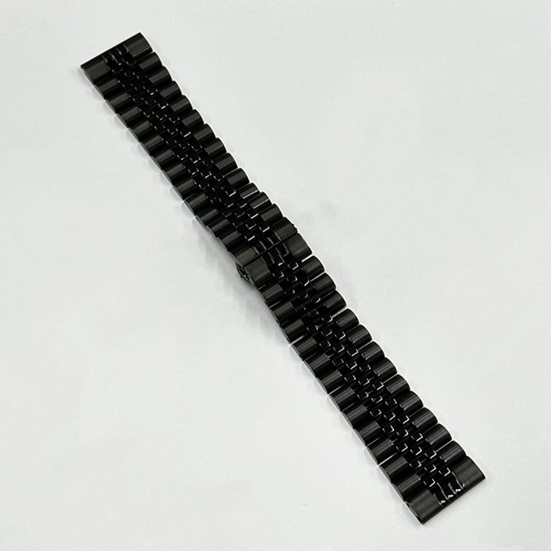 Picture of 22mm Stainless Steel Five Bead Watch Strap Premium Metal Bracelet for Smartwatches With Butterfly Buckle Jubilee Style (Black,Not Specified)