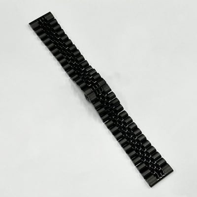 Picture of 22mm Stainless Steel Five Bead Watch Strap Premium Metal Bracelet for Smartwatches With Butterfly Buckle Jubilee Style (Black,Not Specified)