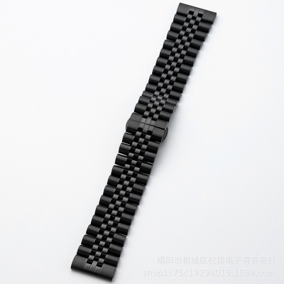 Picture of 22mm Stainless Steel Five Bead Watch Strap Premium Metal Bracelet for Smartwatches With Butterfly Buckle Jubilee Style (Black,Not Specified)