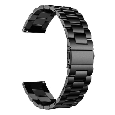 Picture of 22mm Stainless Steel Premium Watch Strap Durable Metal Replacement Band for Smartwatches & Traditional Watches Classic & Adjustable (Black,Not Specified)