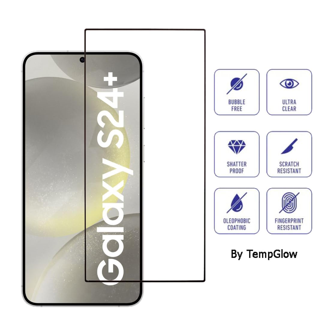 Picture of Samsung Galaxy S24+ 5G / Samsung Galaxy S24 Plus 5G Premium Full Coverage Glass Protector Tempered Glass Screen Protector 9H Hardness