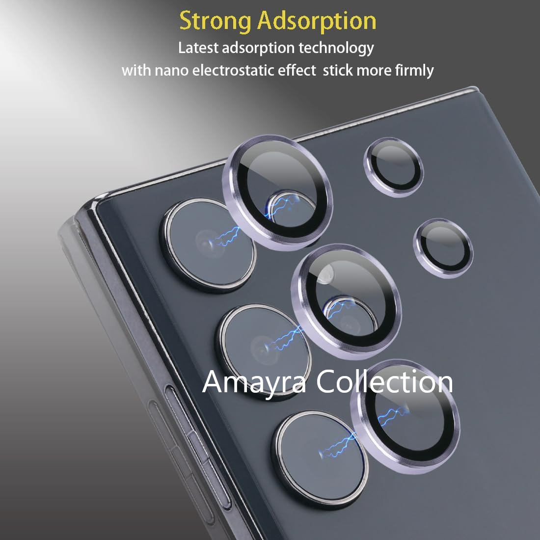 Picture of Samsung Galaxy S24 Ultra 5G 5-PCS Ring Camera Lens Protector 360 Degree Protection Camera Aluminium with Tempered Glass (Titanium Violet)
