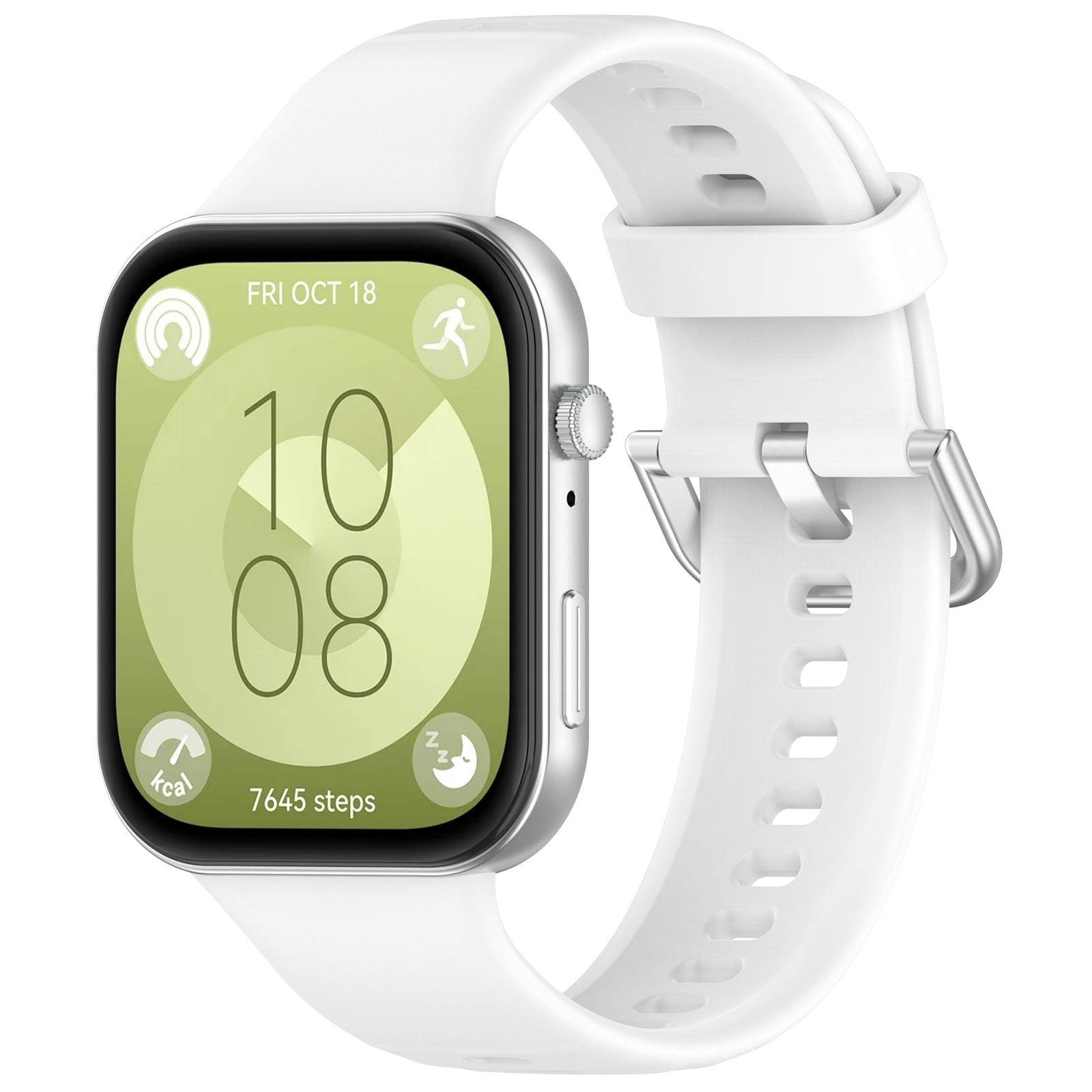 Picture of Huawei Watch Fit 3 Silicone Strap Soft Durable & Adjustable Wristband with Metal Plug Replacement Sport Band for Huawei Watch Fit 3 (White,Not Specified)